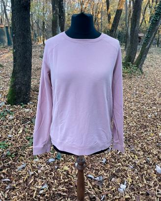 Felpa leggera donna rosa pastello girocollo