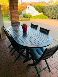 Tavolo da giardino in teak con sedie