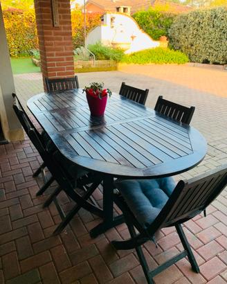 Tavolo da giardino in teak con sedie