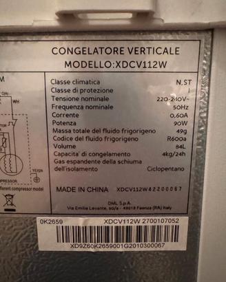 Congelatore verticale xd enjoy
