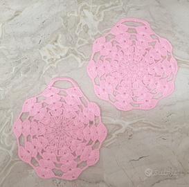 Presine uncinetto rosa in lana