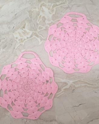 Presine uncinetto rosa in lana