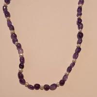Collana artigianale in ametista e vere perle 