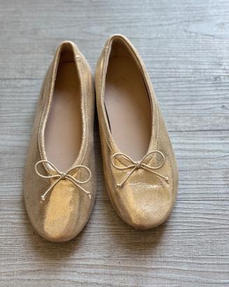 Zara ballerine dorate glitter con fiocchetto numer