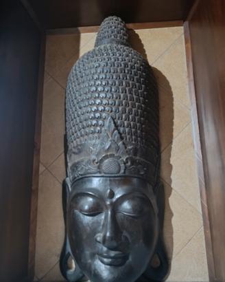 Autentica Testa di Buddha Bali – Scultura Legno In