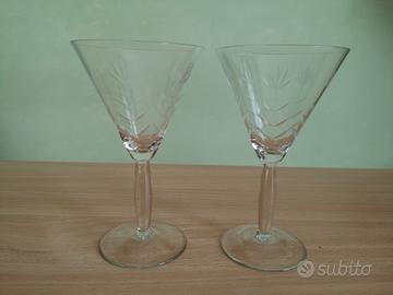 coppia di calici vintage in cristallo 