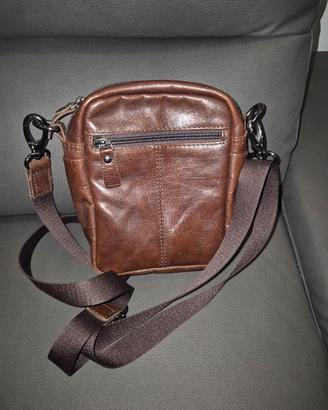 tracolla uomo in pelle marrone, marca AEREONAUTICA