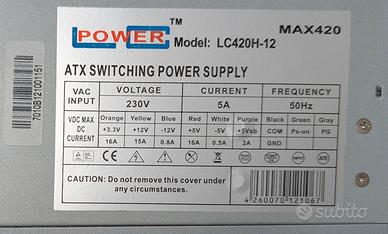 Alimentatore PC desktop ATX 450W