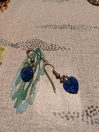 Orecchini cuore cristallo blu