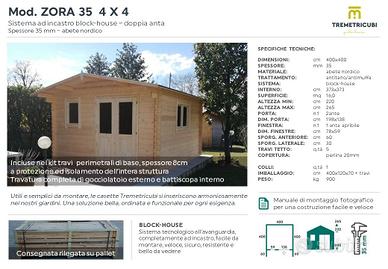 casetta in legno 4x4 spessore 35mm - blockhouse