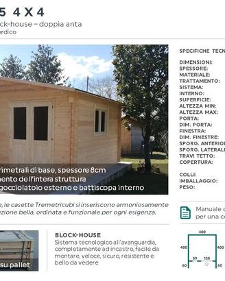 casetta in legno 4x4 spessore 35mm - blockhouse