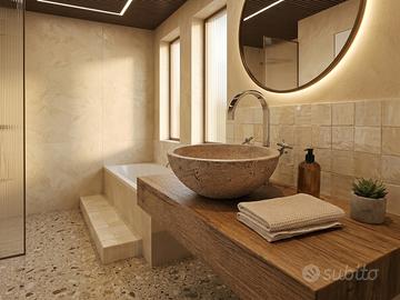 Lavabo a Ciotola in Travertino Naturale