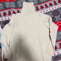 maglione collo alto lana bianco