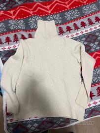 maglione collo alto lana bianco