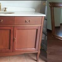 MOBILE DA BAGNO LEGNO CILIEGIO CON LAVABO SPECCHIO