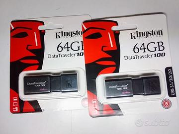 2 chiavette dati penna usb  portatile kingston 64g