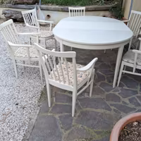 6 poltrone + tavolo allungabile 
