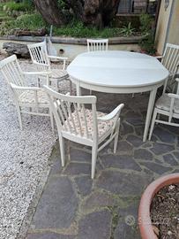 6 poltrone + tavolo allungabile 