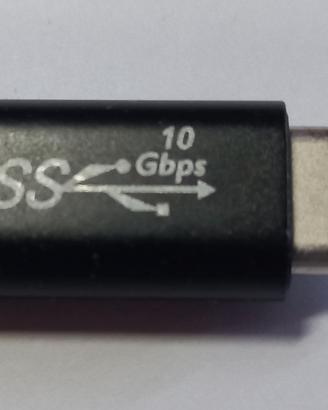 Adattatore USB-C Maschio Femmina 10Gbps Nero
