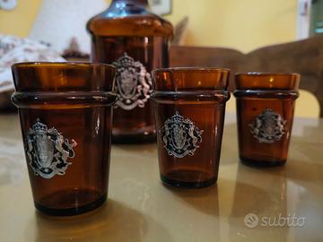 Servizio liquore vintage vetro ambrato