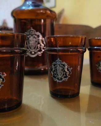 Servizio liquore vintage vetro ambrato