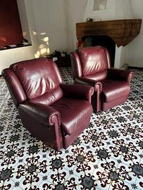 poltrone vintage Château d'Ax in pelle rosso