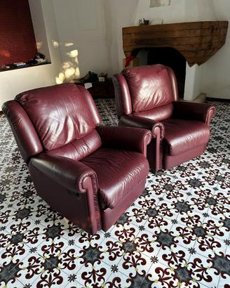 poltrone vintage Château d'Ax in pelle rosso