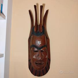 Maschera Etnica Africana in legno e avorio