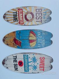 Set 3 Tavole da Surf Vintage Decorative Tema Spiag