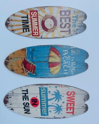 Set 3 Tavole da Surf Vintage Decorative Tema Spiag