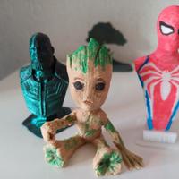 Action figures dipinti a mano- Spider man, Baby Gr