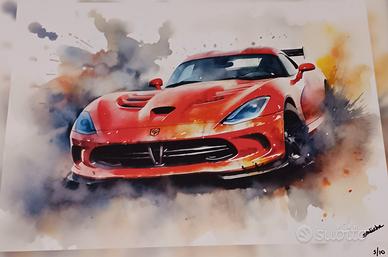 Quadro Dodge Viper SRT-10 stampa artistica 71x51 f