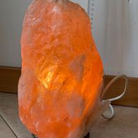 Lampada di sale, ripiano in legno e interruttore