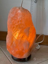 Lampada di sale, ripiano in legno e interruttore