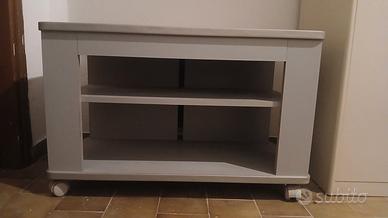mobile porta TV con ripiani e  ruote grigio