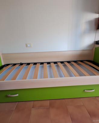 struttura letto singolo con rete + rete estraibile