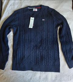Tommy Jeans maglione uomo blu girocollo taglia M