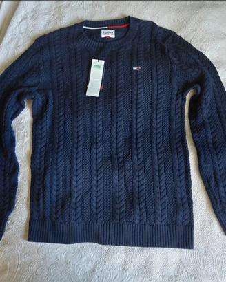 Tommy Jeans maglione uomo blu girocollo taglia M