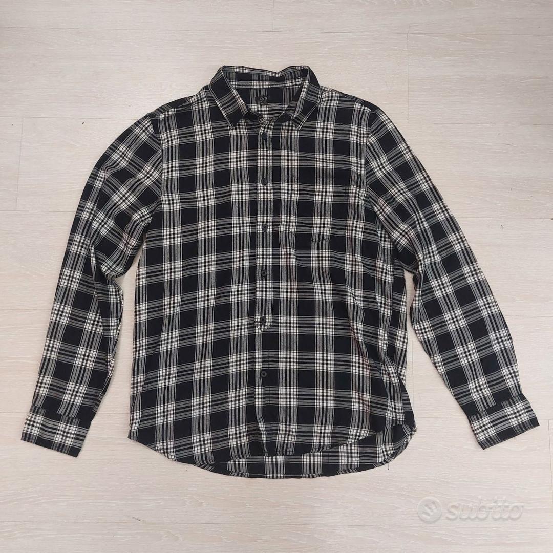 OVS Camicia di flanella quadri bianco nero grunge Abbigliamento e Accessori In vendita a Napoli