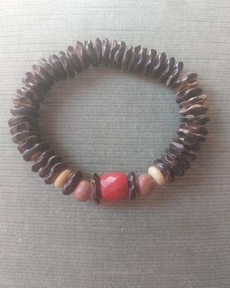 bracciale in legno e pietra dura 