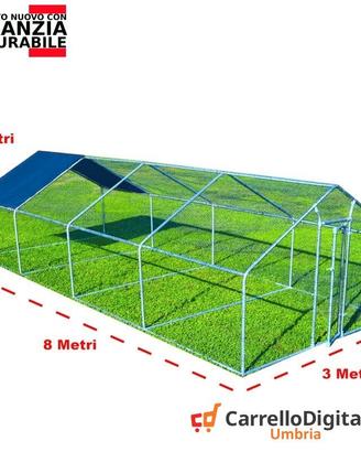 Recinto per Galline 3x8 m x h 2 m – 24 mq - blu