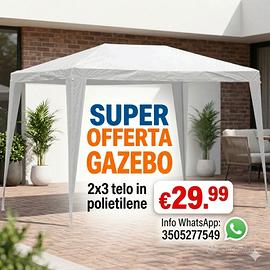 Gazebo 2x3 bianco struttura acciaio bianco 