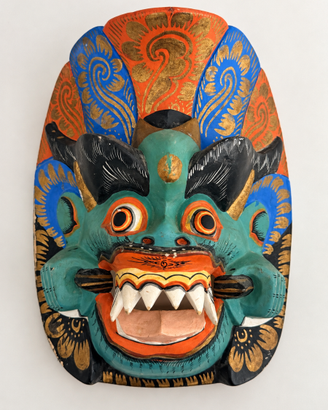 Maschera indonesiana in legno dipinto a mano