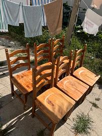 Set di Sedie in Legno Massello Stile Rustico
