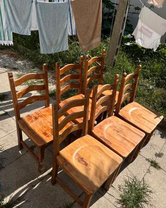 Set di Sedie in Legno Massello Stile Rustico