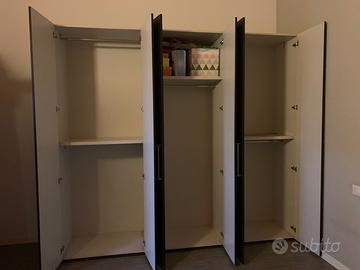 Armadio a 6 ante + cassettiera, colore wengè