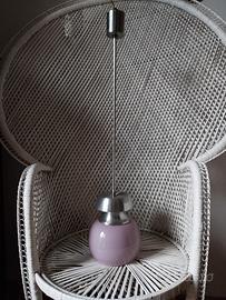 Lampadario anni 60 vetro rosa