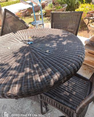 tavolo e sedie in rattan