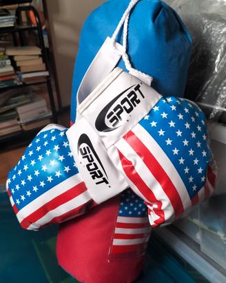 Sacco boxe con guantoni per bambini