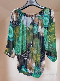 Blusa donna floreale con manica a pipistrello